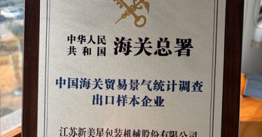 新美星榮獲“中國海關貿(mào)易景氣統(tǒng)計調(diào)查出口樣本企業(yè)”稱號